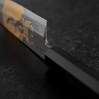 Santoku White Steel #2 Kasumi Single Bevel Chokin Samurai Full Moon Buffalo Ebony Handle 155mm (6.1”)-[Musashi]-[Japanese-Kitchen-Knives]