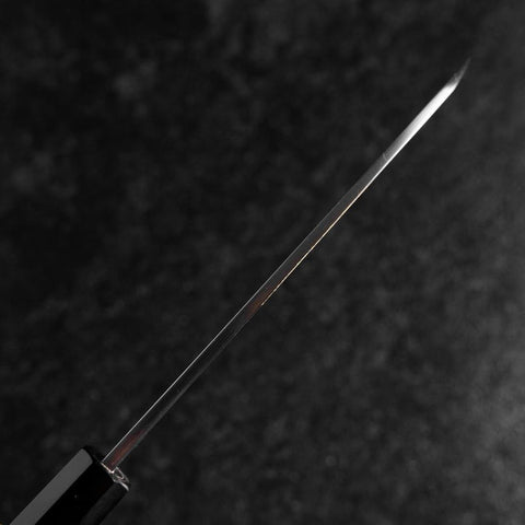 Santoku White Steel #2 Kasumi Single Bevel Chokin Samurai Full Moon Buffalo Ebony Handle 155mm (6.1”)-[Musashi]-[Japanese-Kitchen-Knives]