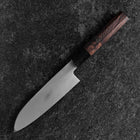 Santoku White Steel #2 Kasumi Single Bevel Chokin Samurai New Moon Buffalo Ebony Handle 155mm (6.1”)-[Musashi]-[Japanese-Kitchen-Knives]