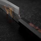 Santoku White Steel #2 Kasumi Single Bevel Chokin Samurai New Moon Buffalo Ebony Handle 155mm (6.1”)-[Musashi]-[Japanese-Kitchen-Knives]