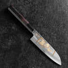 Santoku White Steel #2 Kasumi Single Bevel Chokin Samurai New Moon Buffalo Ebony Handle 155mm (6.1”)-[Musashi]-[Japanese-Kitchen-Knives]
