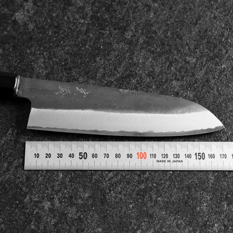 Santoku White Steel #2 Kurouchi Buffalo Ebony Handle 170mm (6.7”)-[Musashi]-[Japanese-Kitchen-Knives]