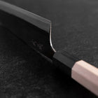 Santoku White Steel #2 Kurouchi Buffalo Magnolia Handle 165mm (6.5”)-[Musashi]-[Japanese-Kitchen-Knives]