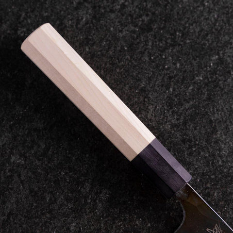 Santoku White Steel #2 Kurouchi Buffalo Magnolia Handle 165mm (6.5”)-[Musashi]-[Japanese-Kitchen-Knives]