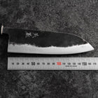 Santoku White Steel #2 Kurouchi Buffalo Magnolia Round Handle 165mm (6.5”)-[Musashi]-[Japanese-Kitchen-Knives]