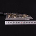 Santoku White Steel #2 Kurouchi Chokin Tiger-Bamboo Buffalo Ebony Handle 170mm (6.7”)-[Musashi]-[Japanese-Kitchen-Knives]