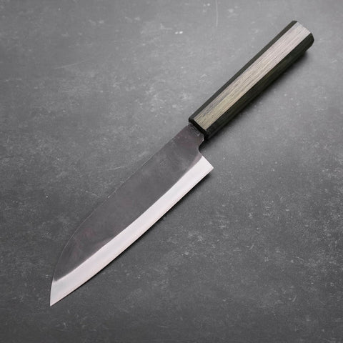 Santoku White Steel #2 Kurouchi Green Urushi Handle 165mm (6.5”)-[Musashi]-[Japanese-Kitchen-Knives]