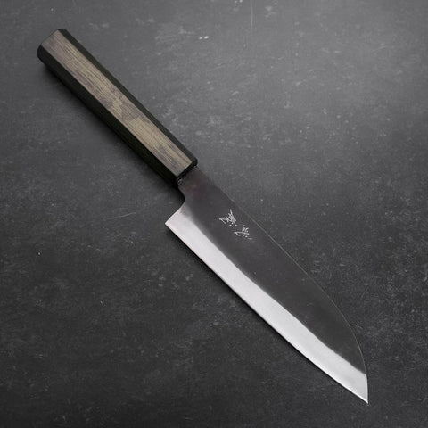 Santoku White Steel #2 Kurouchi Green Urushi Handle 165mm (6.5”)-[Musashi]-[Japanese-Kitchen-Knives]