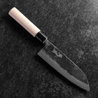 Santoku White Steel #2 Kurouchi Magnolia Round Handle 165mm (6.5”)-[Musashi]-[Japanese-Kitchen-Knives]