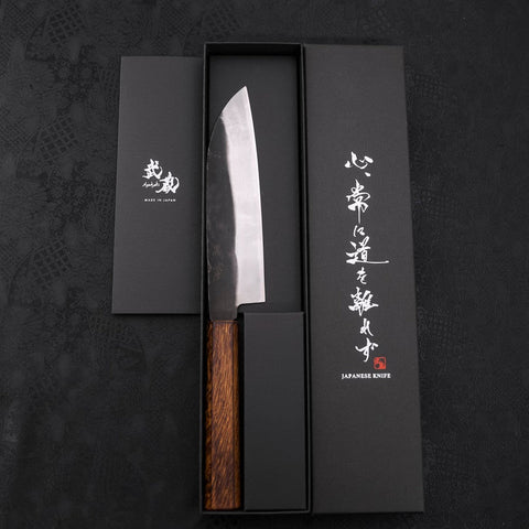 Santoku White Steel #2 Kurouchi Sumi Urushi Handle 165mm (6.5”)-[Musashi]-[Japanese-Kitchen-Knives]