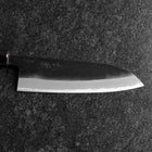 Santoku White Steel #2 Stainless Clad Kurouchi Buffalo Magnolia Handle (Kurigata) 170mm (6.7”)-[Musashi]-[Japanese-Kitchen-Knives]