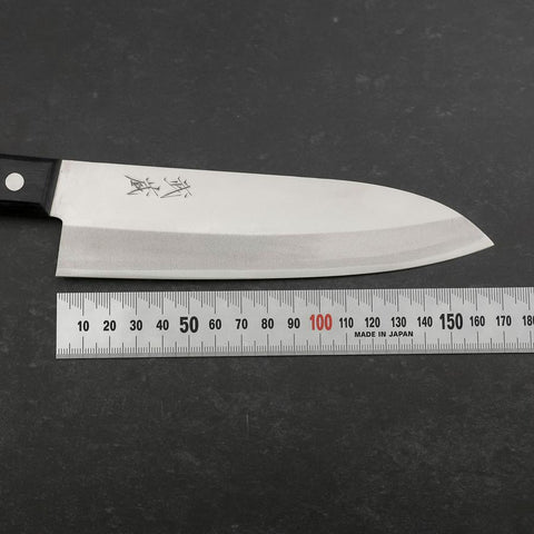 Santoku White Steel #2 Stainless Clad Polished Western Black Handle 170mm (6.7”)-[Musashi]-[Japanese-Kitchen-Knives]