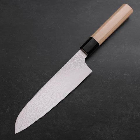 Santoku ZA-18 Damascus Buffalo Magnolia Handle 180mm (7”)-[Musashi]-[Japanese-Kitchen-Knives]