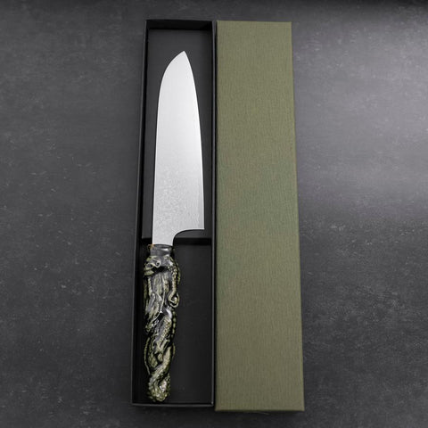 Santoku ZA-18 Damascus Ceramics Dragon Handle 180mm (7”)-[Musashi]-[Japanese-Kitchen-Knives]