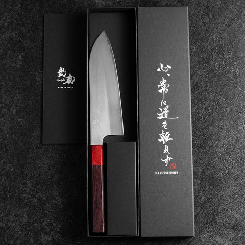 Santoku ZDP-189 Polished Red Shitan Handle 165mm (6.5”)-[Musashi]-[Japanese-Kitchen-Knives]