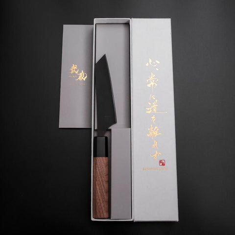 Steak knife AUS-8 Kurouchi Walnut Handle 115mm (4.5”)-[Musashi]-[Japanese-Kitchen-Knives]