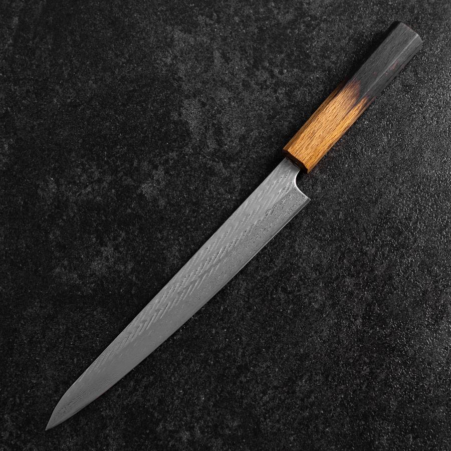 Sujihiki AUS-10 Nawame Damascus Yaki Urushi Handle 240mm (9.4”)-[Musashi]-[Japanese-Kitchen-Knives]