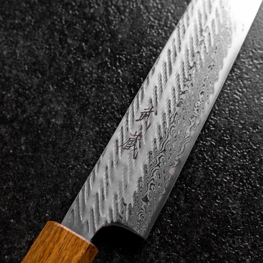Sujihiki AUS-10 Nawame Damascus Yaki Urushi Handle 240mm (9.4”)-[Musashi]-[Japanese-Kitchen-Knives]