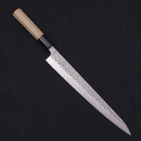 Sujihiki AUS-10 Tsuchime Damascus Buffalo Magnolia Handle 270mm (10.6”)-[Musashi]-[Japanese-Kitchen-Knives]