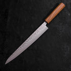 Sujihiki AUS-10 Tsuchime Damascus Oak Handle 240mm (9.4”)-[Musashi]-[Japanese-Kitchen-Knives]