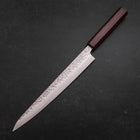 Sujihiki AUS-10 Tsuchime Damascus Purple Urushi Handle 240mm (9.4”)-[Musashi]-[Japanese-Kitchen-Knives]