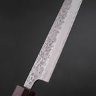 Sujihiki AUS-10 Tsuchime Damascus Purple Urushi Handle 240mm (9.4”)-[Musashi]-[Japanese-Kitchen-Knives]