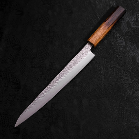 Sujihiki AUS-10 Tsuchime Damascus Yaki Urushi Handle 240mm (9.4”)-[Musashi]-[Japanese-Kitchen-Knives]