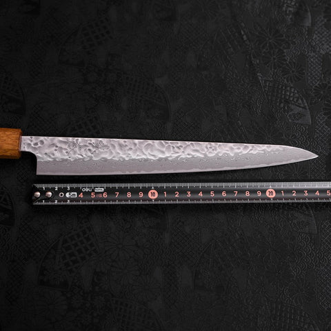 Sujihiki AUS-10 Tsuchime Damascus Yaki Urushi Handle 240mm (9.4”)-[Musashi]-[Japanese-Kitchen-Knives]