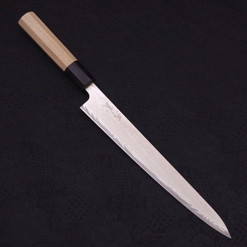 Sujihiki AUS-10 Wave Damascus Buffalo Magnolia Handle 240mm (9.4”)-[Musashi]-[Japanese-Kitchen-Knives]