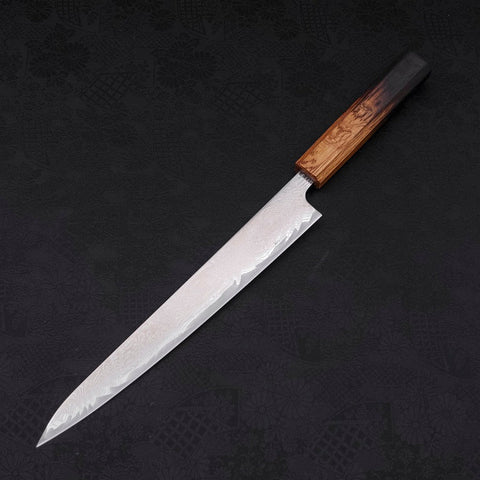 Sujihiki AUS-10 Wave Damascus Yaki Urushi Handle 240mm (9.4”)-[Musashi]-[Japanese-Kitchen-Knives]