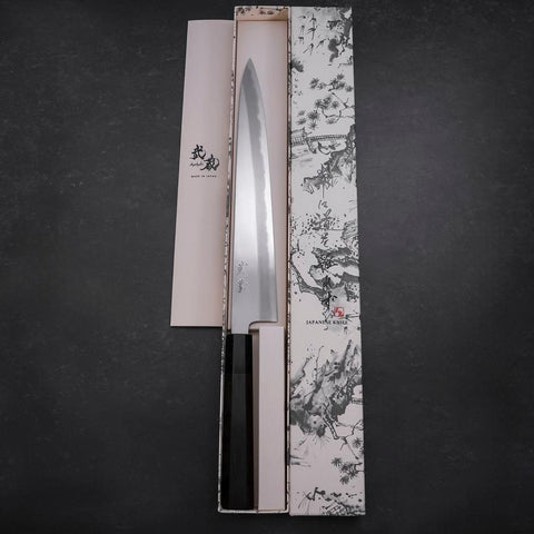 Sujihiki Blue Steel #1 Kasumi Buffalo Ebony Handle 270mm (10.6”)-[Musashi]-[Japanese-Kitchen-Knives]