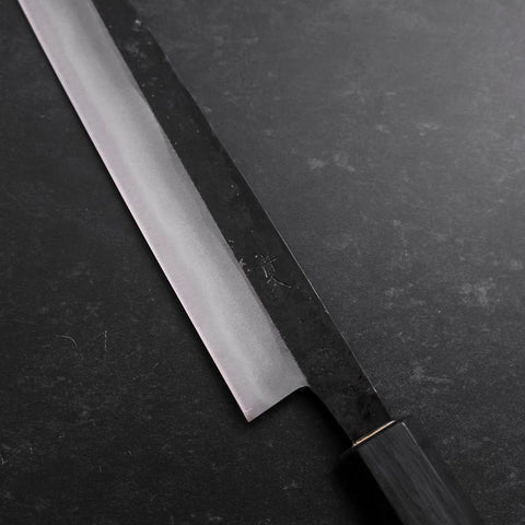 Sujihiki Blue Steel #2 Kurouchi Dark Blue Urushi Handle 210mm (8.3”)-[Musashi]-[Japanese-Kitchen-Knives]