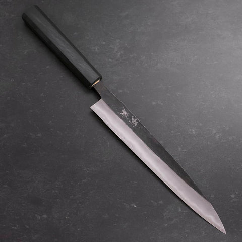 Sujihiki Blue Steel #2 Kurouchi Dark Blue Urushi Handle 210mm (8.3”)-[Musashi]-[Japanese-Kitchen-Knives]
