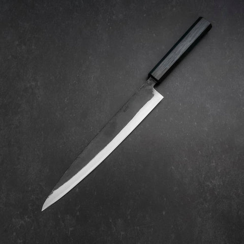 Sujihiki Blue Steel #2 Kurouchi Dark Blue Urushi Handle 240mm (9.4”)-[Musashi]-[Japanese-Kitchen-Knives]