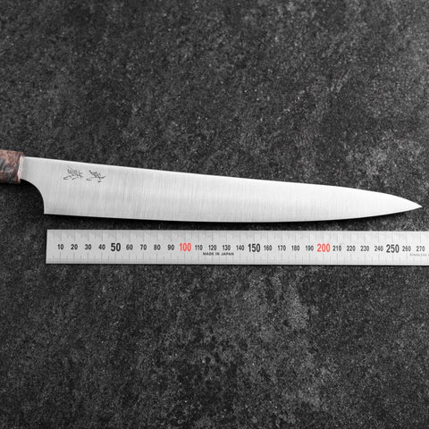 Sujihiki Blue Super Polished Maple Handle 270mm (10.6”)-[Musashi]-[Japanese-Kitchen-Knives]