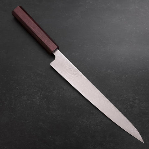 Sujihiki SLD Damascus Purple Urushi Handle 240mm (9.4”)-[Musashi]-[Japanese-Kitchen-Knives]