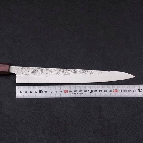 Sujihiki SLD Nashiji Washi Purple Urushi Handle 240mm (9.4”)-[Musashi]-[Japanese-Kitchen-Knives]