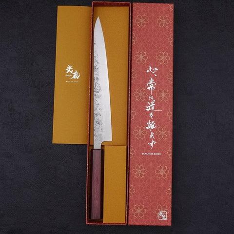 Sujihiki SLD Nashiji Washi Purple Urushi Handle 240mm (9.4”)-[Musashi]-[Japanese-Kitchen-Knives]