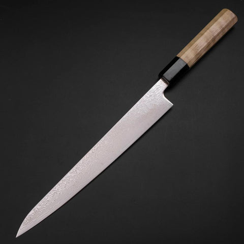 Sujihiki SLD Wave Damascus Buffalo Magnolia Handle 240mm (9.4”)-[Musashi]-[Japanese-Kitchen-Knives]