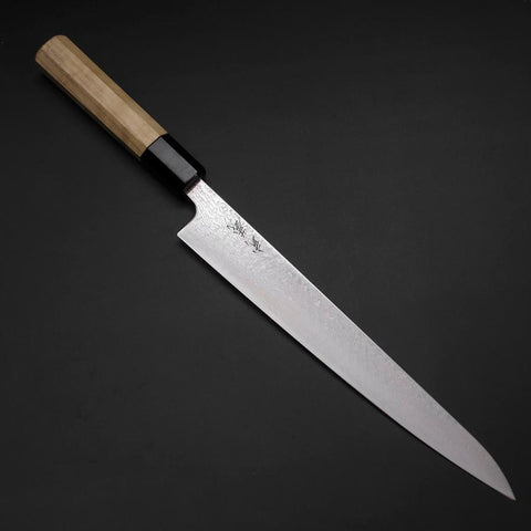 Sujihiki SLD Wave Damascus Buffalo Magnolia Handle 240mm (9.4”)-[Musashi]-[Japanese-Kitchen-Knives]