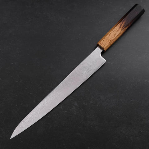 Sujihiki SLD Wave Damascus Yaki Urushi Handle 240mm (9.4”)-[Musashi]-[Japanese-Kitchen-Knives]