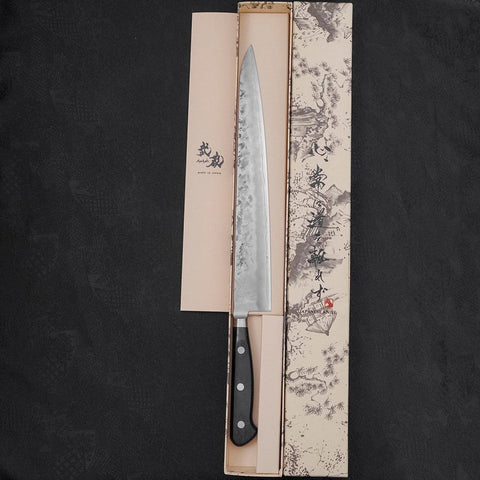 Sujihiki Silver Steel #3 Nashiji Western Handle 270mm (10.6”)-[Musashi]-[Japanese-Kitchen-Knives]