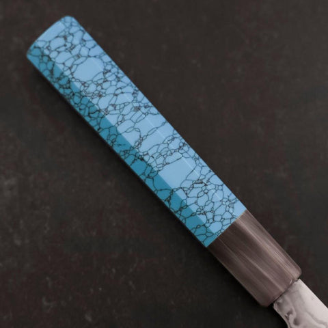 Sujihiki Silver Steel #3 Nickel Damascus Buffalo Turquoise Handle 270mm (10.6”)-[Musashi]-[Japanese-Kitchen-Knives]