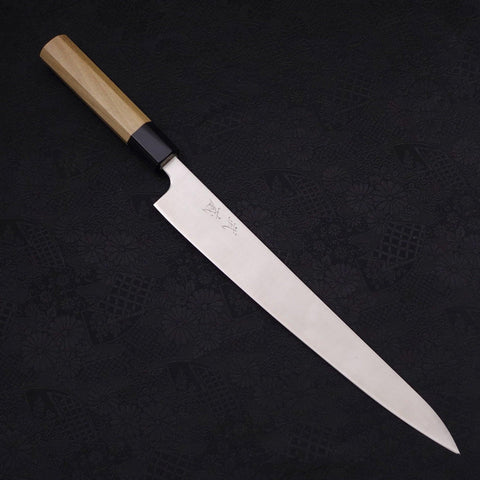 Sujihiki Silver Steel #3 Polished Buffalo Magnolia Handle Handle 270mm (10.6”)-[Musashi]-[Japanese-Kitchen-Knives]