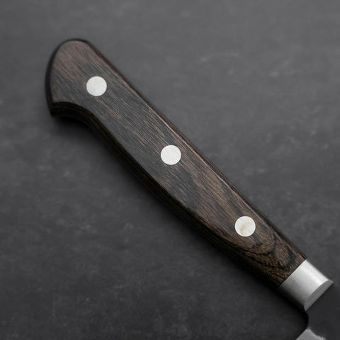 Sujihiki Stainless Clad Blue Super Kurouchi Tsuchime Western Brown Handle 240mm (9.4”)-[Musashi]-[Japanese-Kitchen-Knives]