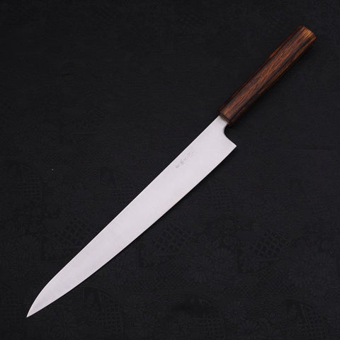 Sujihiki Stainless Clad Blue Super Polished Sumi Urushi Handle 270mm (10.6”)-[Musashi]-[Japanese-Kitchen-Knives]