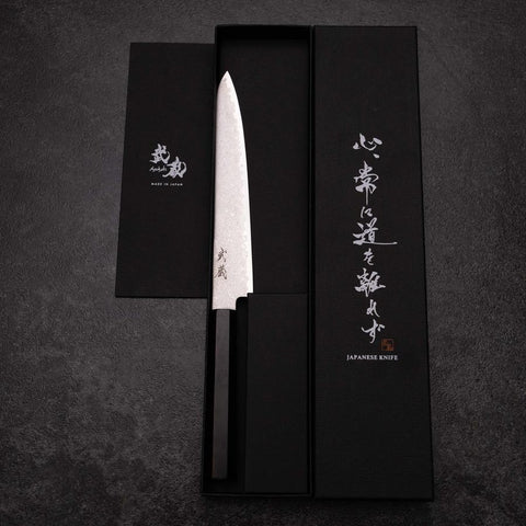 Sujihiki VG-10 Damascus Ebony Handle 180mm (7”)-[Musashi]-[Japanese-Kitchen-Knives]