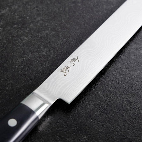 Sujihiki VG-10 Damascus Western Round Handle 240mm (9.4”)-[Musashi]-[Japanese-Kitchen-Knives]
