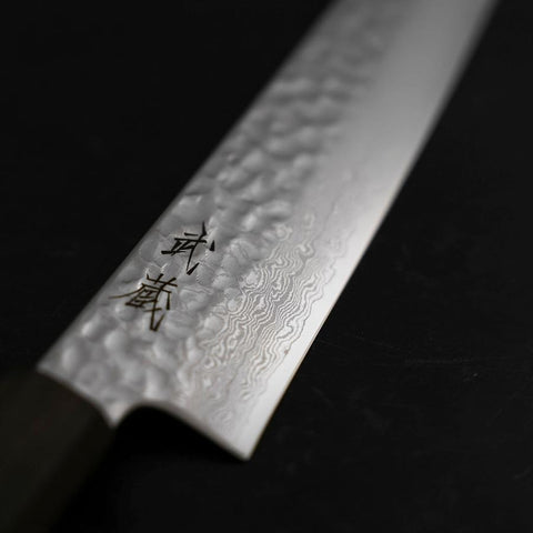 Sujihiki VG-10 Tsuchime Damascus Ashwood Handle 270mm (10.6”)-[Musashi]-[Japanese-Kitchen-Knives]