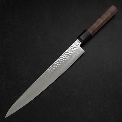 Sujihiki VG-10 Tsuchime Damascus Walnut Handle 240mm (9.4”)-[Musashi]-[Japanese-Kitchen-Knives]